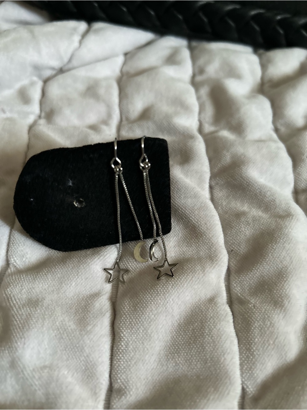 Sterling Silver Star and Moon Drop Earrings - Delicate Dangle Design